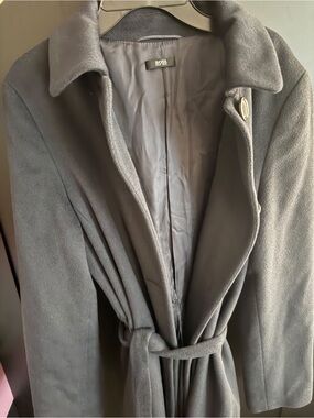 Hugo Boss Gray Belted Trench Coat
